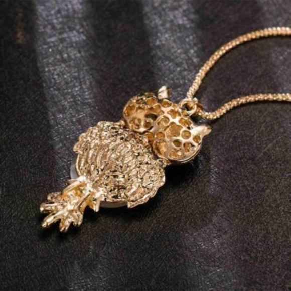 Black White Owl Pendant Necklace - Picture 4 of 5